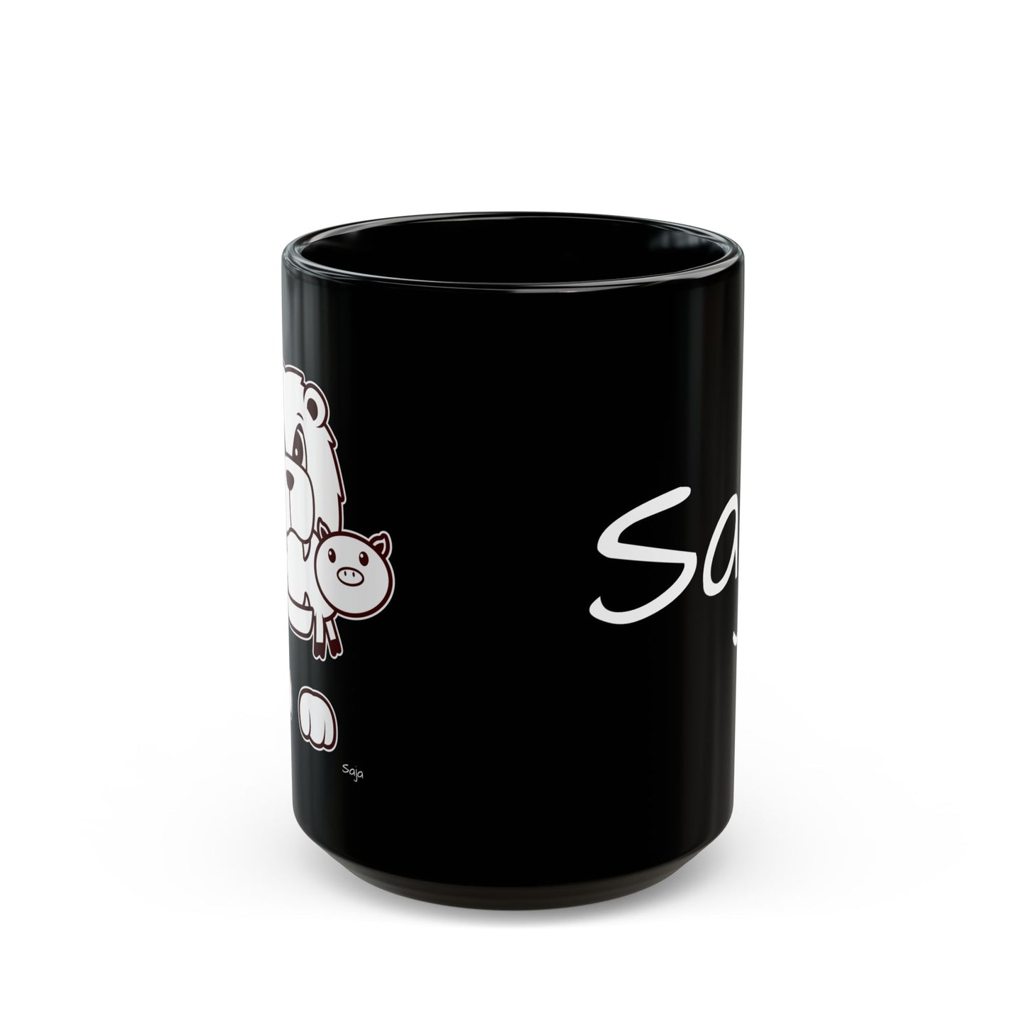 Saja & Joke Ball - B/W - Black Mug (15oz)