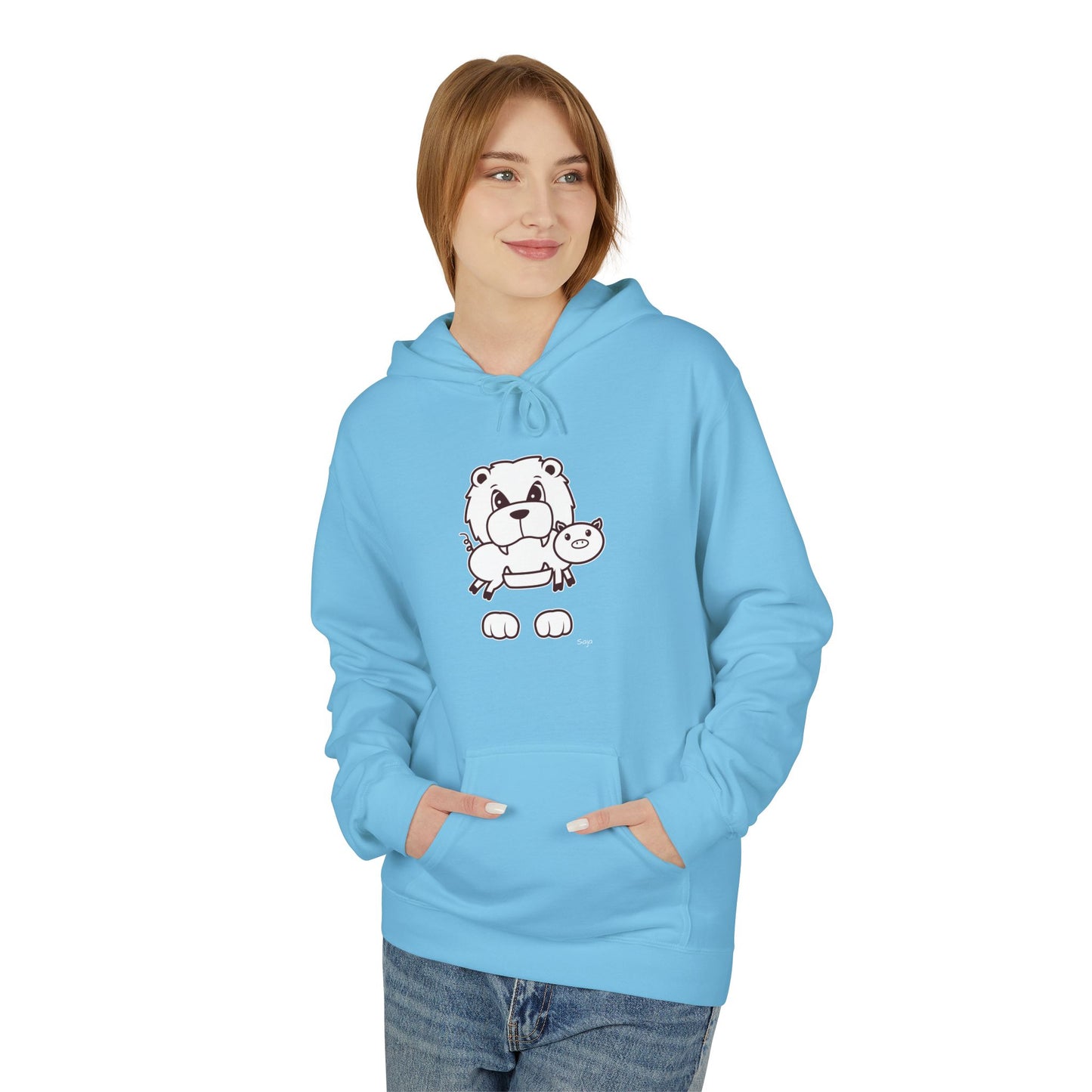 Saja & Joke Ball - B/W - Unisex Midweight Softstyle Fleece Hoodie [Front]